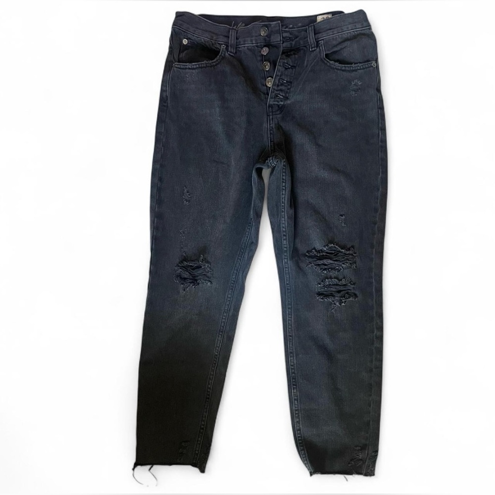We The Free by Free People black denim distressed jeans Size 28 NWOT